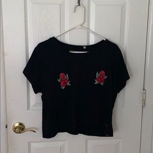 Black GUESS Crop Top with floral print